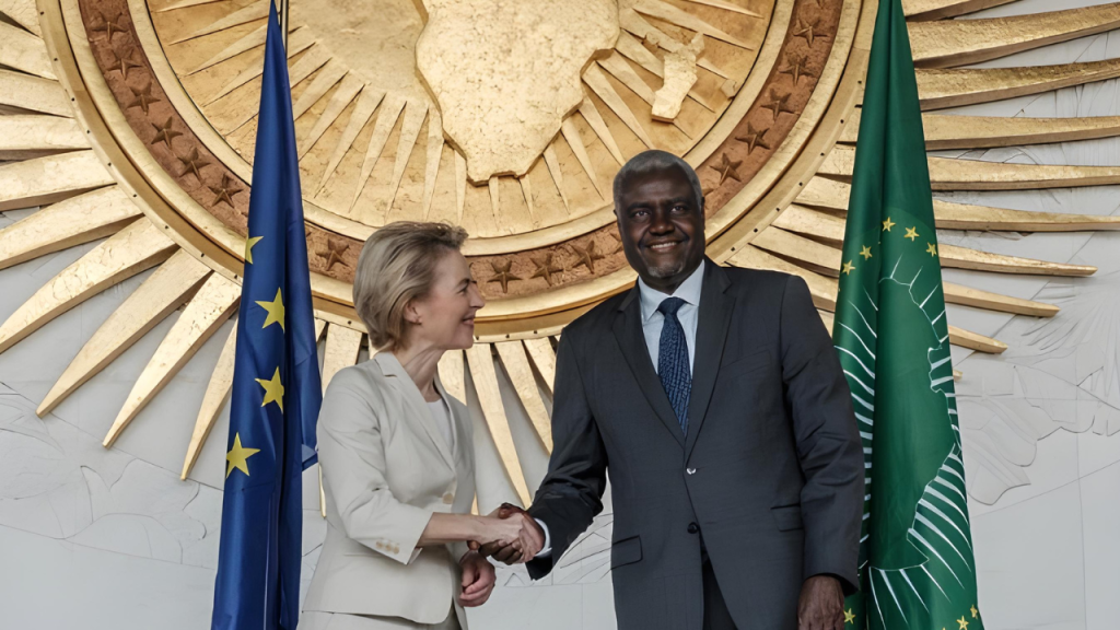 Chairperson of the African Union Commission, Moussa Faki Mahamat, Pictured With the President of the European Commission